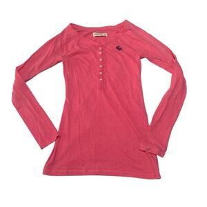 Abercrombie & Fitch Kids size medium pink y2k Henley ribbed long sleeve shirt